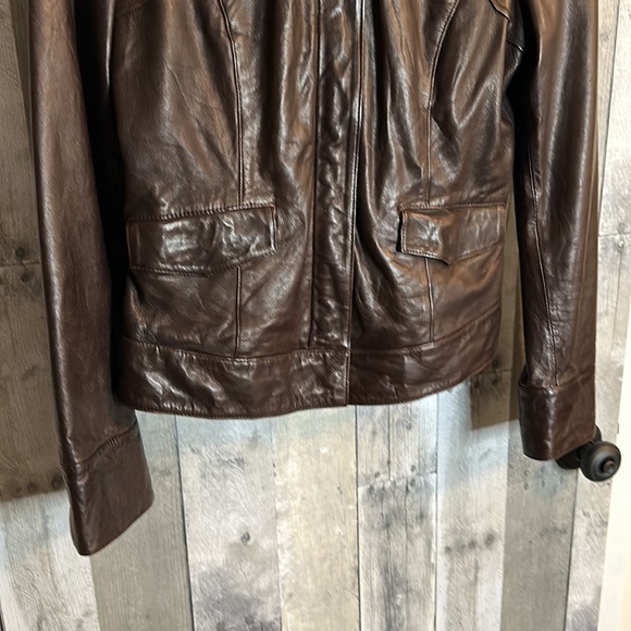 Black Rivet brown leather jacket M - Picture 3 of 15